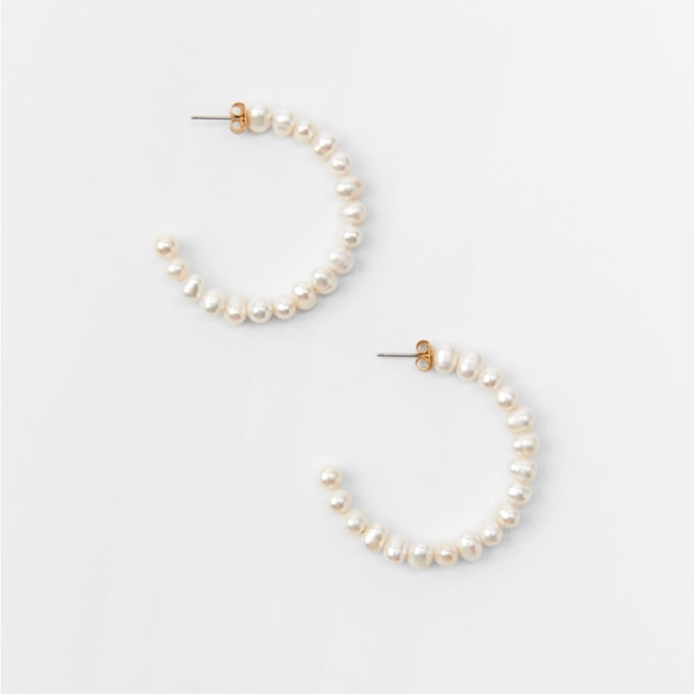 Zara pearl hoop earring